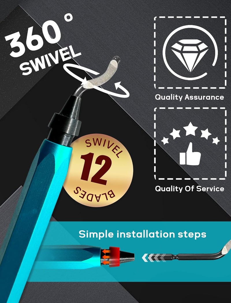 Inyze Store أداة إزالة الحواف، 12 شفرة دوارة من HSS للطباعة ثلاثية الأبعاد، الراتنج، المعدن، مثالية للأنابيب وإزالة الحواف للطباعة ثلاثية الأبعاد، مقبض (أزرق) - Image 3